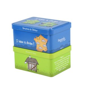 Personalized Rectangular Empty Cookie Tins Can With Hinged Stackable And