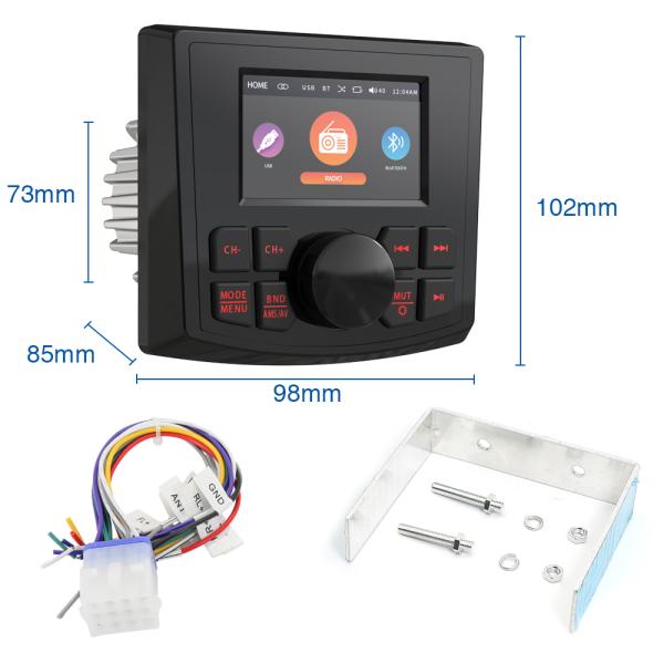 GRANDnavi Waterproof Marine Stereo AM FM USB Bluetooth Multimedia Portable Marine Radio