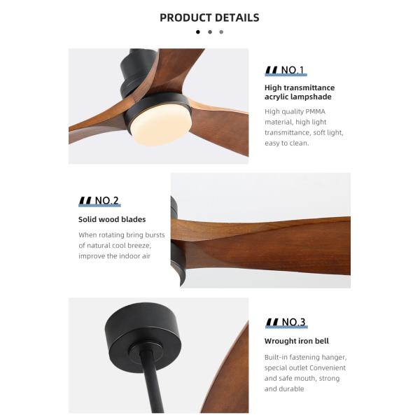 4100K 3 Blade Wood Ceiling Fan Light