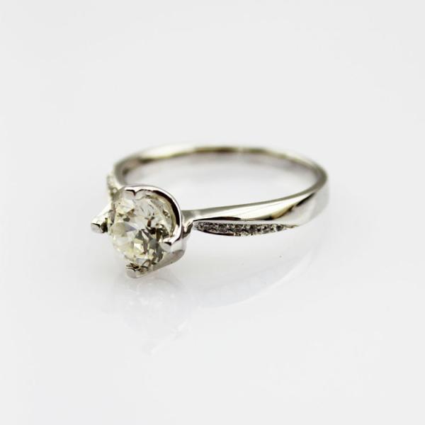 Sterling Silver Pave CZ Diamonds Engagement Ring (AA007)