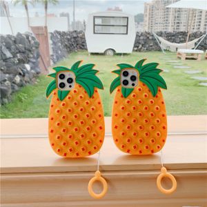 China Pineapple Cute Silicone Phone Cases 3D Toy with Anti Lost Loop on sale