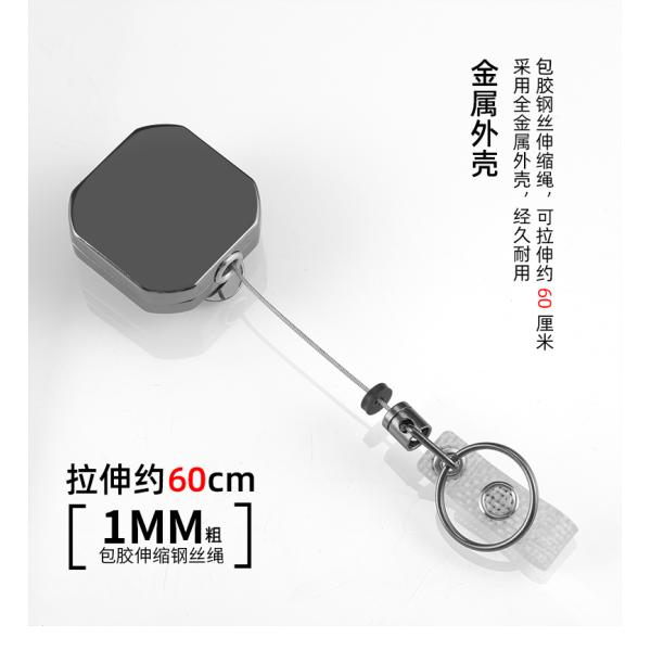 Deyi Badge Reel Heavy Duty Tactical Metal Retractable Keychain Badge Reel With Carabiner Clip Hold Up