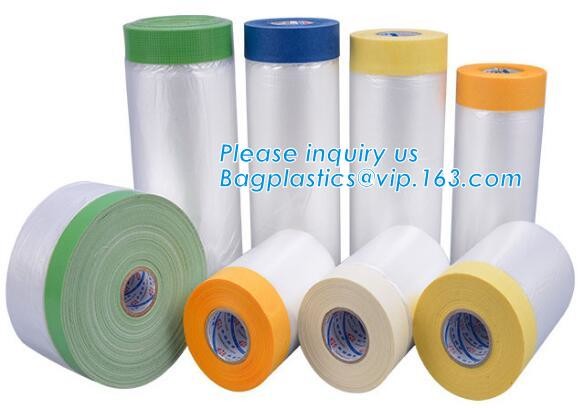 4m*5m plastic cover sheet for furniture, Taped clear HDPE plastic masking film, Plastic car paint plastic cover tape ma