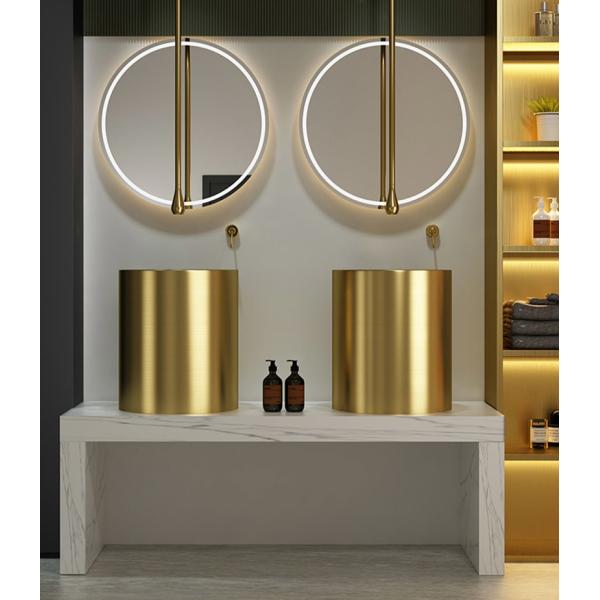 Freestanding Column Stainless Steel Pedestal Sink For Courtyard Hotel