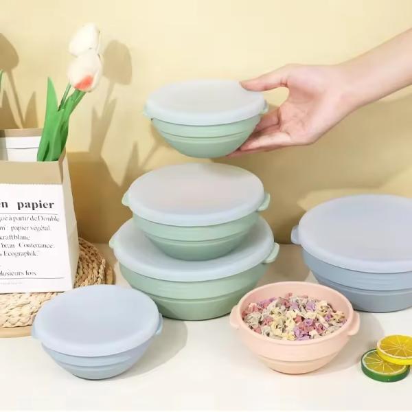 Upgraded Silicone Sourdough Bread Proofing Basket With Handles - Reinforced Rim Support, 9 Inch Round Foldable Bowls For Sourdough Bread Baking, Oven