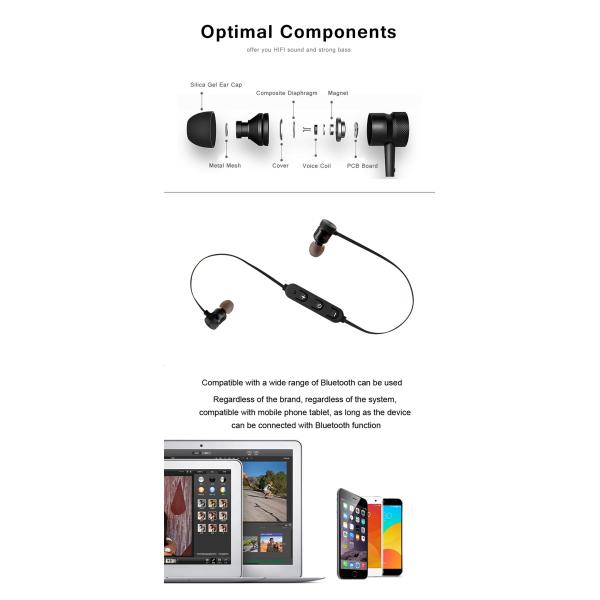 D9 Bluetooth Earphone Sport Wireless Headset With Mic Magnetic Hifi Stereo Earbuds Bass Earphones For Phone auriculares