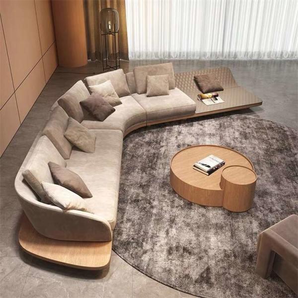 Solid Wood Plywood Brown Leather Sectional Couch OEM ODM