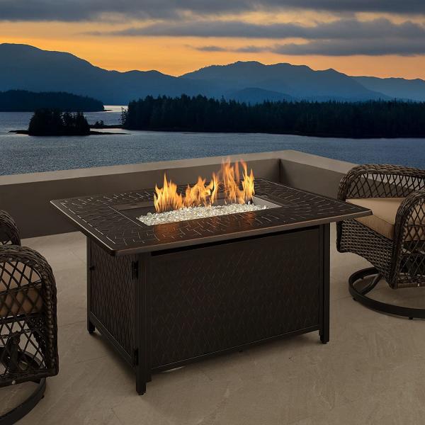 Rectangular Aluminum LPG Gas Square Fire Pit Uses 20 Pound Propane Tank