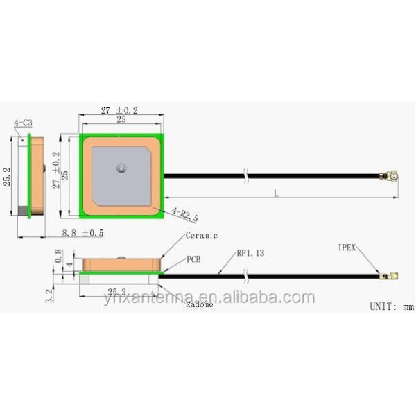 Internal 1575r-a Passive 25-25-4mm Ceramic GPS Antenna Chip Antenna Module Antenna