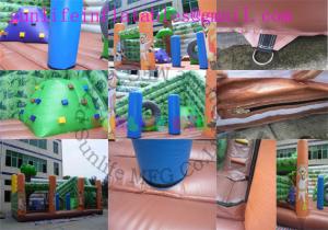 China Exciting Jungle Inflatable Bouncy House Slide / Funtime Bouncy Castles With Slide wholesale