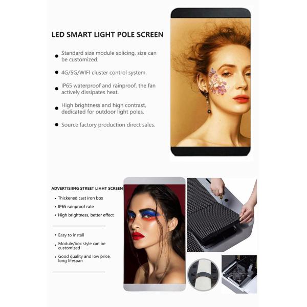High Brightness Outdoor Street Advertising Led Screen Light Pole 1/8 Scan Drive Mode