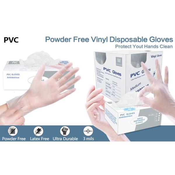 100pcs/Bag Disposable Protection Gloves Food Medical Examination Vinyl Safety Powder Free Transparent Pvc