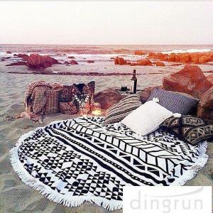 Adults Colorful Round 100 cotton beach towels Large Size 150cm Dry Fast