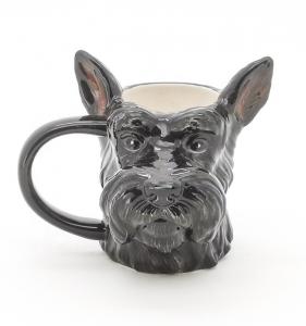 China 3d Animal Mug Cute Earthenware 3d Black Dog Shaped  Design With 3D Handpaint on sale