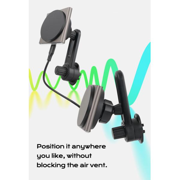 Wireless Fast Charging For Iphone 15 Pro Max Magnetic Car Mount 9-Color RGB Light Effect Black Technology Sound Pickup