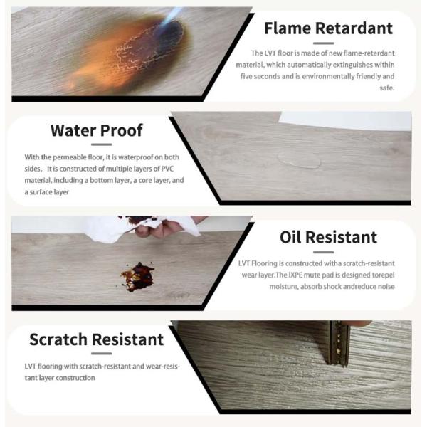 Luxury Vinyl Tile (LVT) Flooring 2mm 3mm 4mm Waterproof Fireproof Self Adhesive PVC Vinyl Plank for Home Office