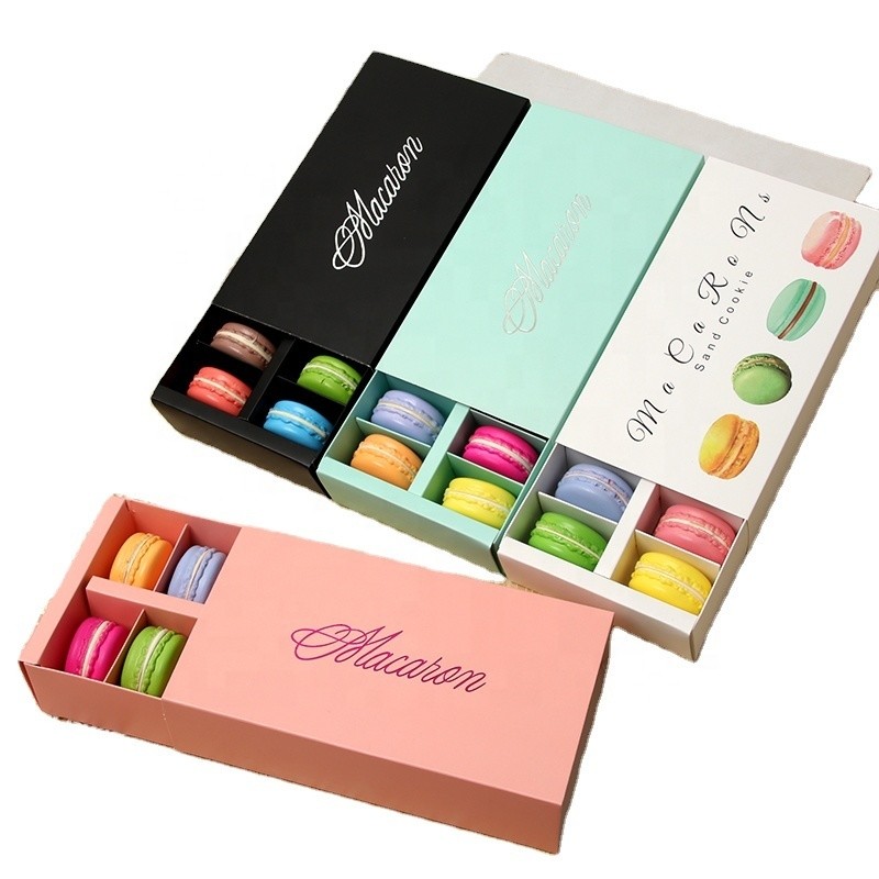 China Customized Eco-friendly Paper Candy Macaron Gift Box Packaging With Plastic Tray Lid Base wholesale