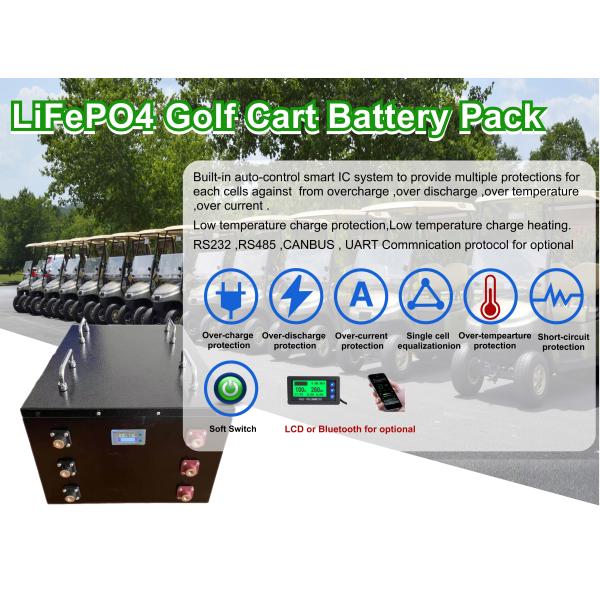 36V 80Ah Golf Cart Lithium Battery Deep Cycle LiFePO4 Battery With LCD CAN RS485