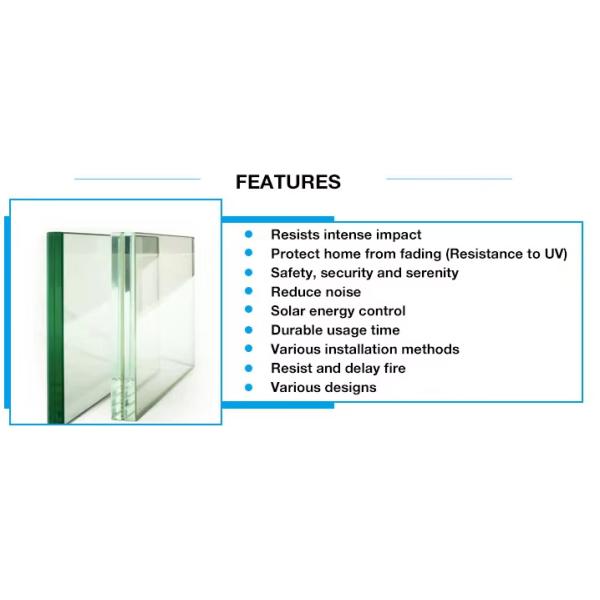 Tempered Laminated Glass Sheets Architectural Building 6.38mm 10.38mm 12.76mm 13.52mm Safety Clear SGP PVB