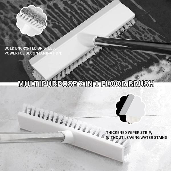 2 In 1 Stiff Bristle Floor Scrub Brush With Long Handle 15.7" To 45.6" 26cm Wide
