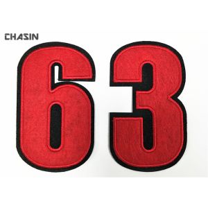 China Clear Felt Fabric Custom Applique Patches Jerseys Number Pattern on sale