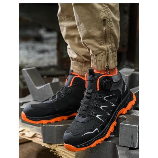 Orange Microfiber Men's Safety Boots Steel Toe Kevlar Midsole Anti-smashing Work Boots