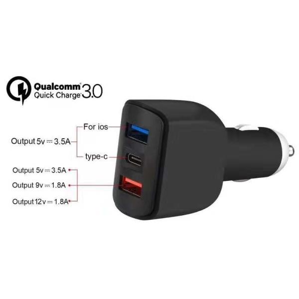 7A 3 USB CAR CHARGER QC3.0 TYPE-C+ USB Universal Compatible USB CAR CHARGER for all electronics cheap price