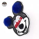 Cartoon Character Mickey Mouse Patches , Disney Iron On Patches With Fluff Ball