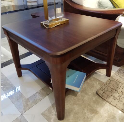 Uruguay Rose Full Solid Wood Square Side Table With Round Edge Design