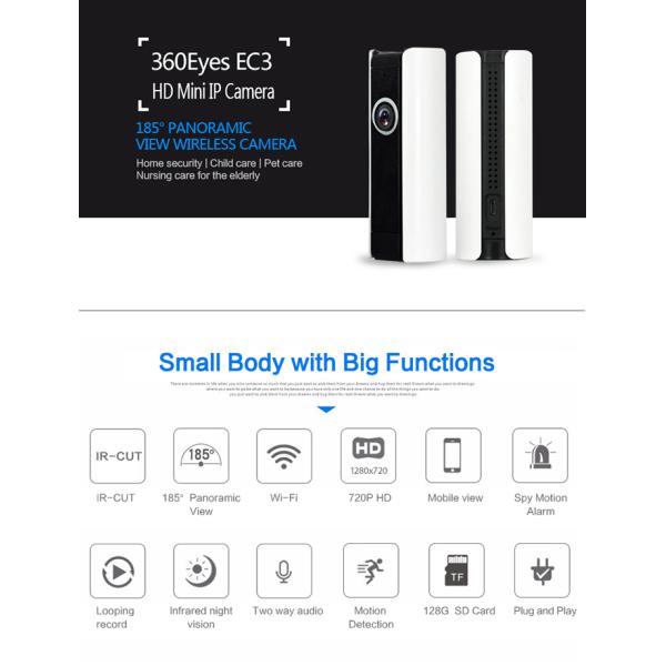 100W Pixels 180 Degree Panoramic IP Camera Security Wireless With Two Way Audio