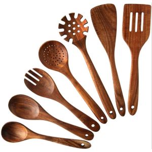 China Eco Friendly Teak Wooden Utensil Set Multifunctional OEM Available wholesale