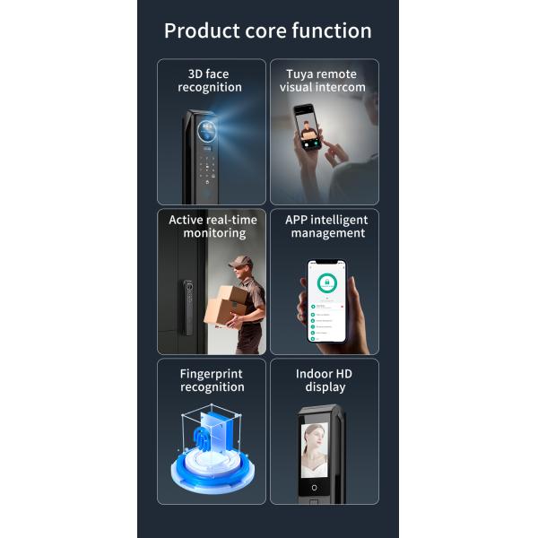 S959Max Smart Door Lock with Fingerprint 3D Face Palm Recognition Card Key Code Multi-unlock Way