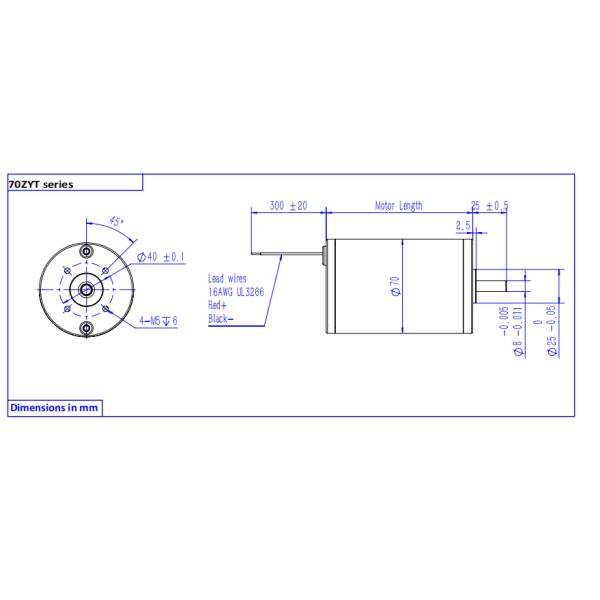 70ZYT Series 70mm DC Brushed Motor 12v 24v 48v 50w 100w 200w
