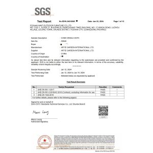 Foshan WMT Outdoor Furniture CO.,LTD. Certifications