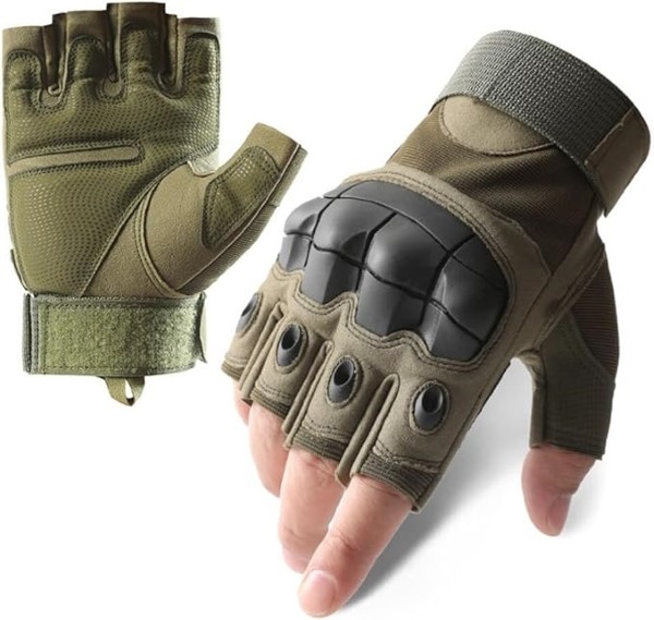 Polyurethane Palms Mens Waterproof Fingerless Gloves Outdoor Tactical Gear