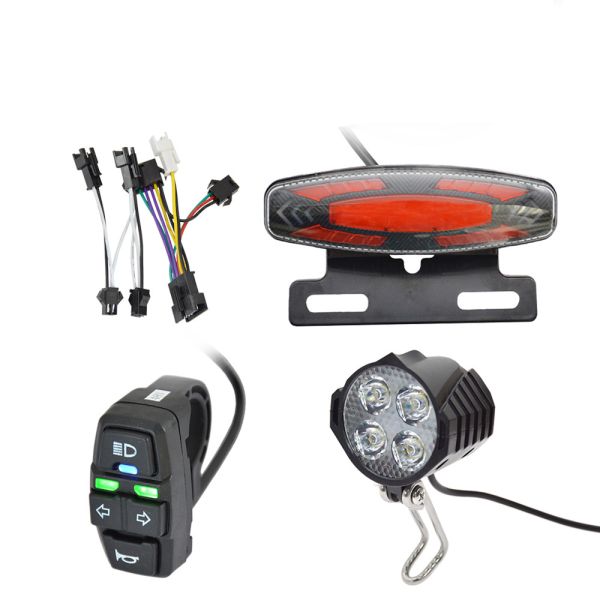 Electric ebike tail light kit five-star horn headlight steering switch LED headlight light group ebike conversion kit