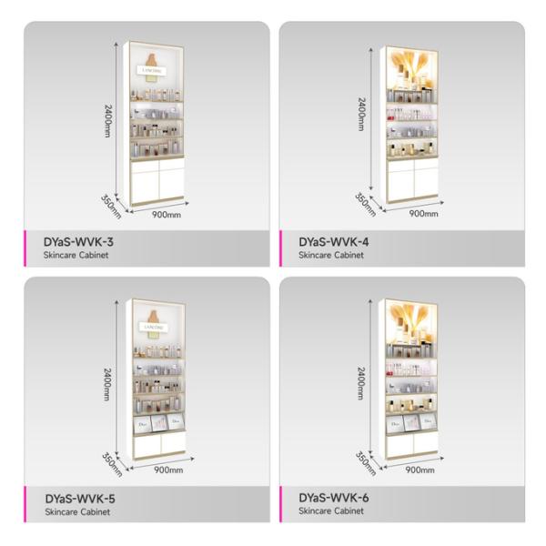 Cosmetic Store Cabinet White Wooden Skincare Cabinet With Light Box Cosmetic Display Counter For Space-Saving Shop Fitting And Branded Display Rack