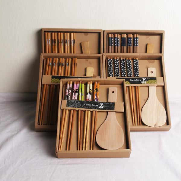 Quality 5 Pairs Beech Wooden Chopstick Set , washable Reusable Wood Chopsticks With Box for sale