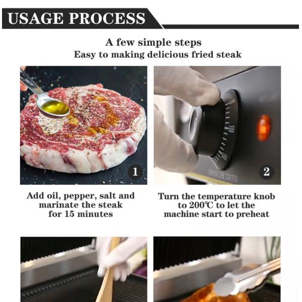 Kitchen Cooking Baking BBQ Smoking Commercial Electric Contact Grill with Double Plate