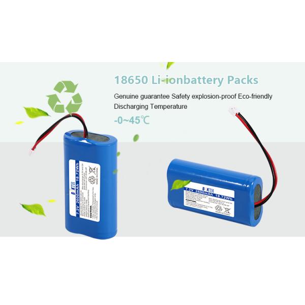 High Rate 7.2V 2600mAh Li-Ion 18650-2S-2J Lithium Ion Battery Pack for Flashlight Use