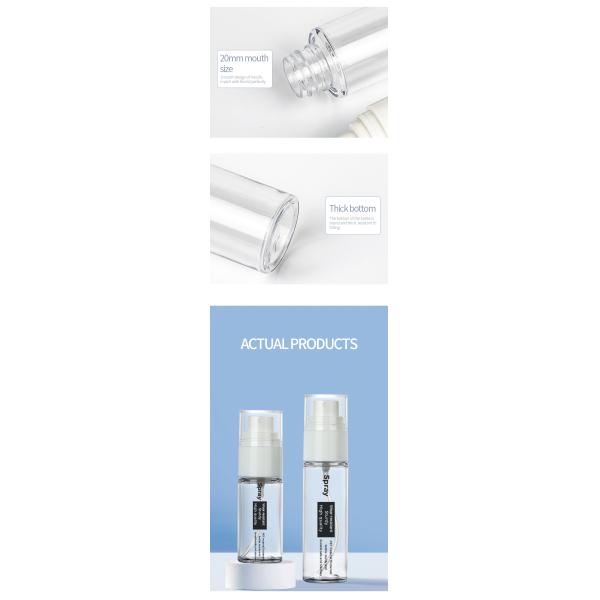 Leakproof Plastic Mist Spray Bottle Transparent Leakproof 30ml 20mm Mouth