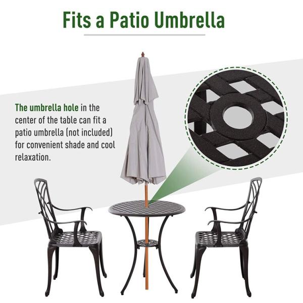 Cast Aluminum Balcony Furniture AJUNION 2 Seater Outdoor Bistro Set with Round Table
