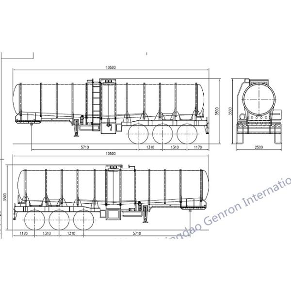 Q345 Delivery Sulfuric Acid 30ft 25CBM Semi Tanker Trailer