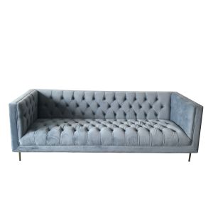 Buy cheap Blue velvet fabric metal base event furniture,3-seater button tufted sofa,living from wholesalers