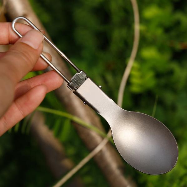 Eco - Friendly Healthy Titanium Camping Spoon For Outdoor Cooking 150 X 38 Mm