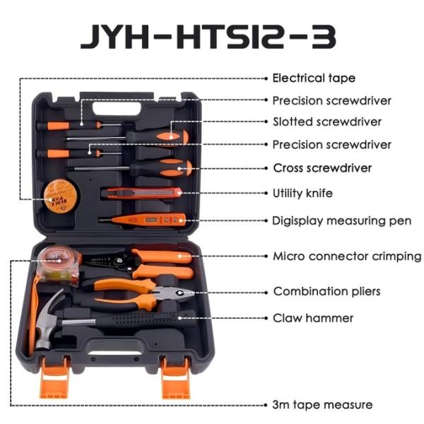 JYH-HTS09-6 Home Toolbox Set 9-Piece Set Of Carbon Steel Series Combination Tools