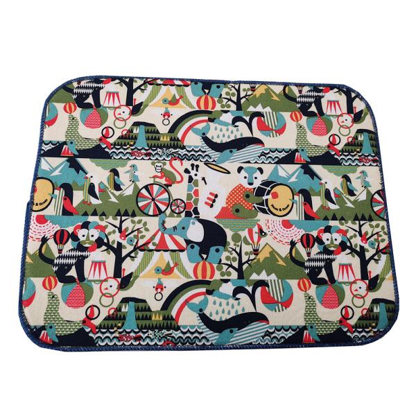 Washable Microfiber Dish Drying Mat Colorful Printing 100% polyester