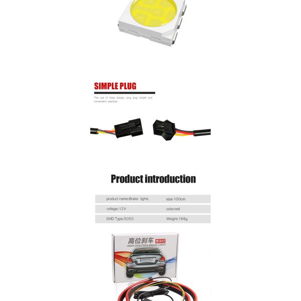 Flexible Red Flashing Car Headlight LED Tube Strip Third Brake Light Rear Tail High Mount