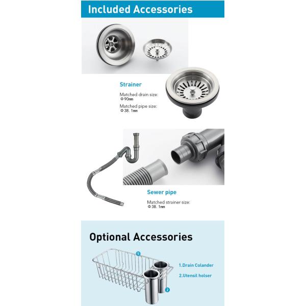 Soundproofing 18 Gauge Stainless Steel Sink , Undermount Kitchen Sink With Strainer