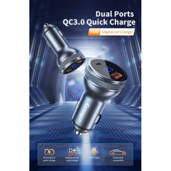 Essager 36W PD 3.0 QC3.0 USB Type C Car Fast Charger